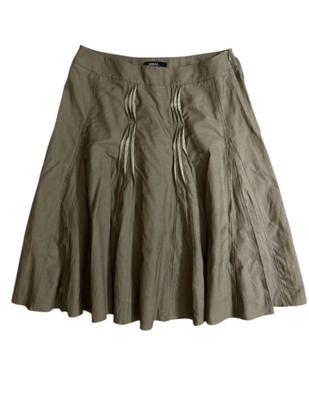 TRIBAL Fit & Flare Skirt Size 8 Olive